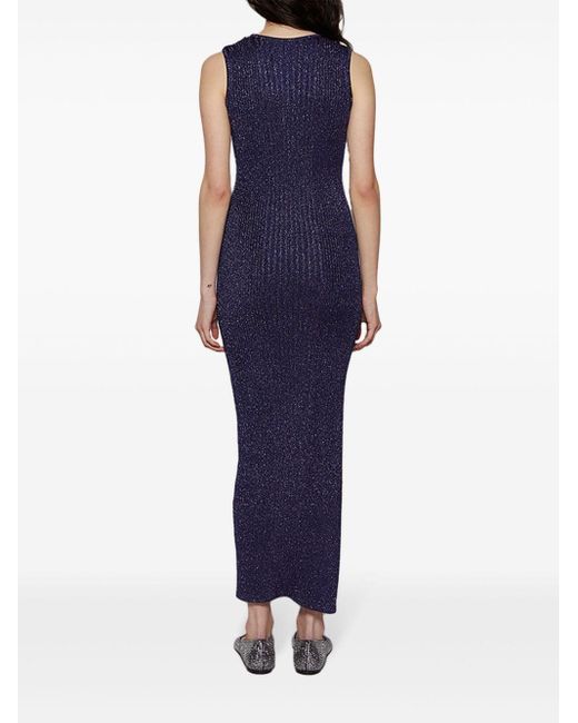 Loewe Blue Anagram-embroidered Ribbed Maxi Dress