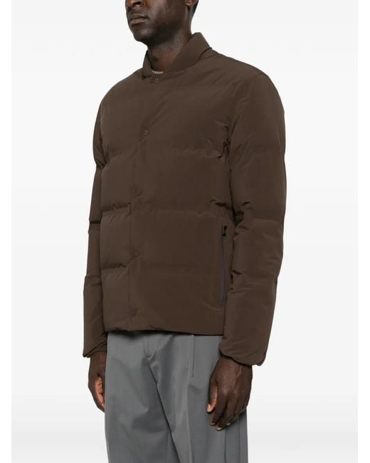 Herno Brown Quilted Press-Stud Jacket for men