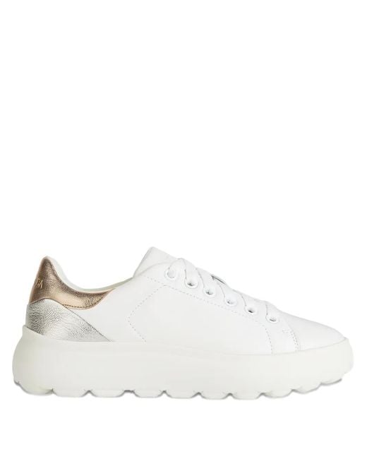 Geox White Spherica Ec4.1 Leather Sneakers