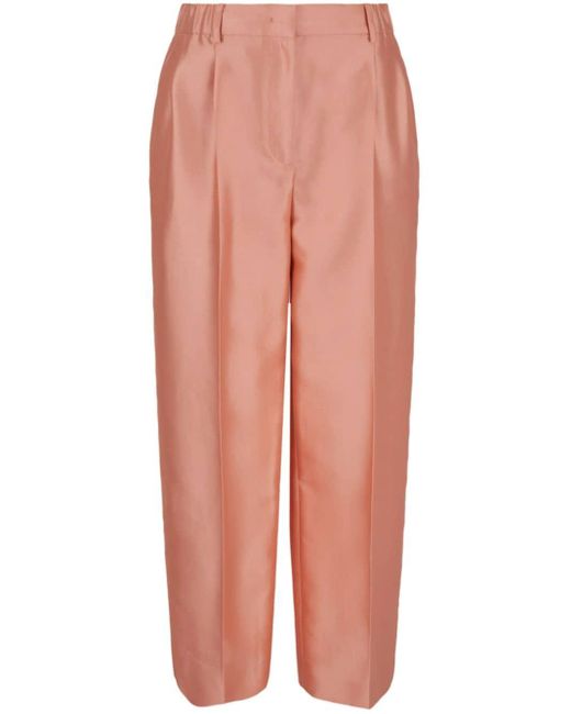 Giorgio Armani Pink Cropped-Seidenhose mit hohem Bund