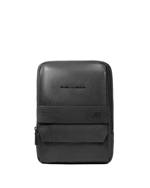 Piquadro Black Leather Crossbody Bag for men