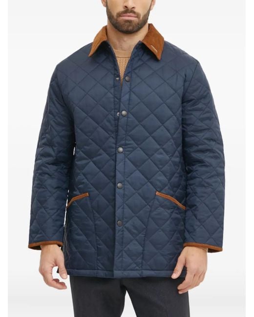 Barbour Blue Quilted Corduroy-Collar Jacket for men