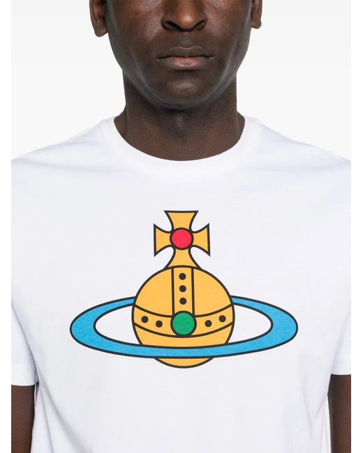 Vivienne Westwood White Orb Graphic T-Shirt for men