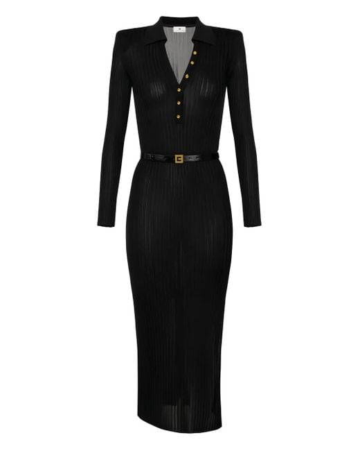 knitted midi dress with belt Midi Bodycon Knit Dress with Belt in Beige main image 1