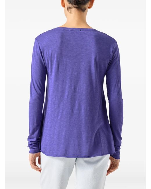 American Vintage Jacksonville T-Shirt Met V-Hals En Lange Mouwen in het Purple