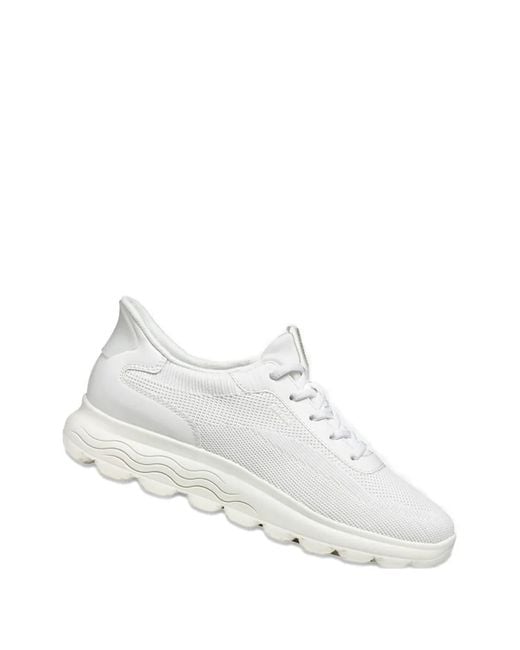 Geox White Spherica Plus Lace-Up Sneakers