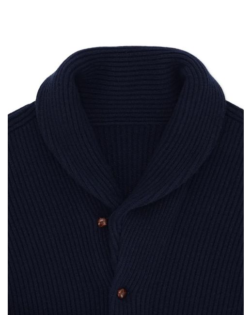 Fortela Blue Shawl-Collar Filet-Pocket Knitwear for men