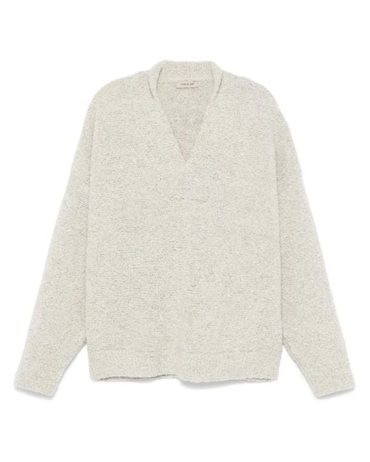Fear Of God White Logo-Appliqué V-Neck Sweater for men
