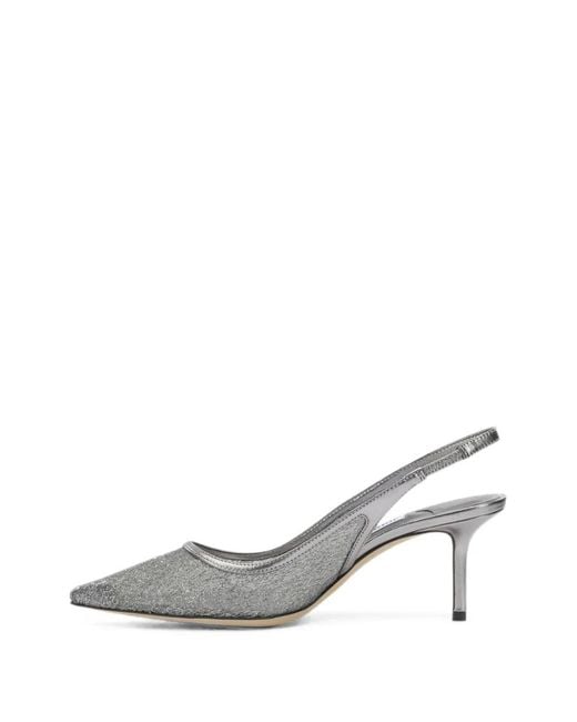 Jimmy Choo White Love Glittered Slingback Pumps