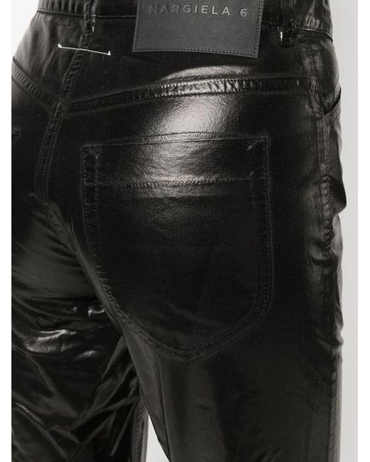 MM6 by Maison Margiela Black Laminated Straight Denim Shorts