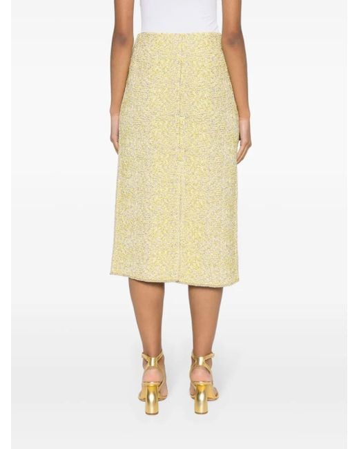 Fabiana Filippi Yellow Straight Tweed Midi Skirt