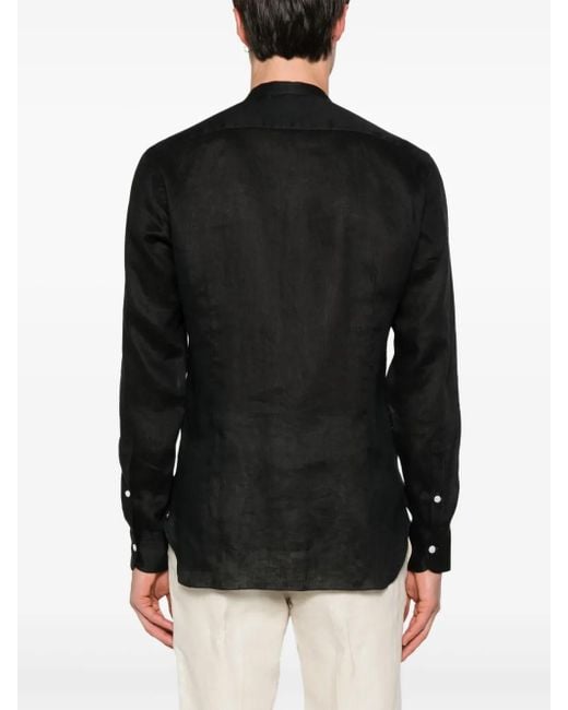 Barba Napoli Black Linen Shirt for men