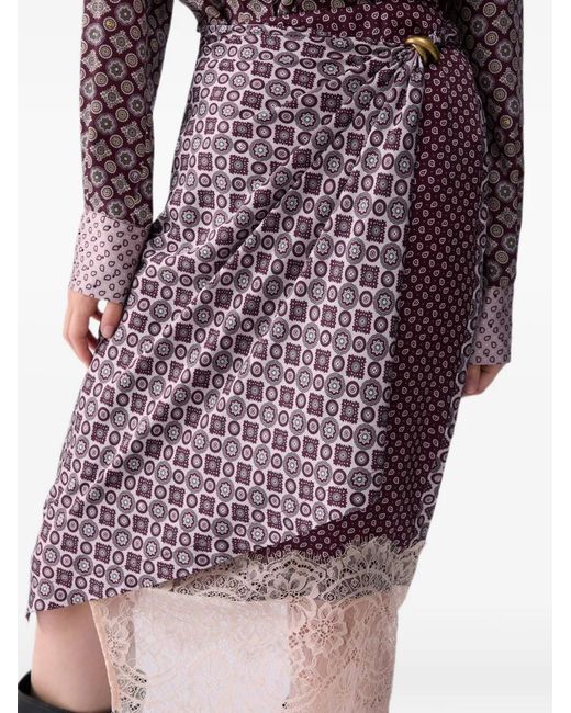 Liu Jo Purple Midi Skirt With Lace Details