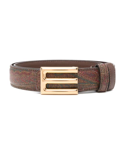 Etro Brown Paisley-jacquard Leather Belt