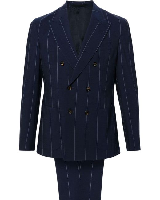 Eleventy Doppelreihiger Anzug mit Nadelstreifen in Blue für Herren