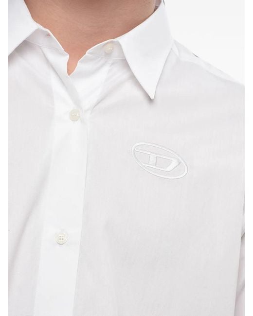DIESEL White C-Bruce-B Embroidered-Logo Poplin Shirt for men