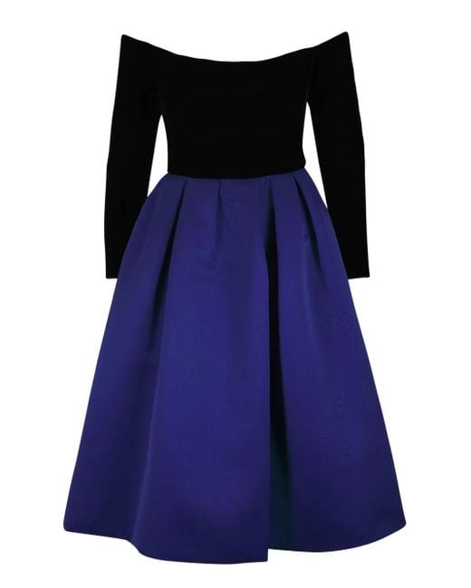 Carolina Herrera Flared Party Dress Blue