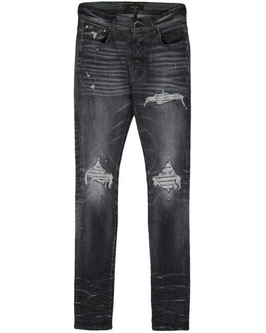 Amiri Gray Crystal Mx1 Low-rise Slim-fit Jeans for men