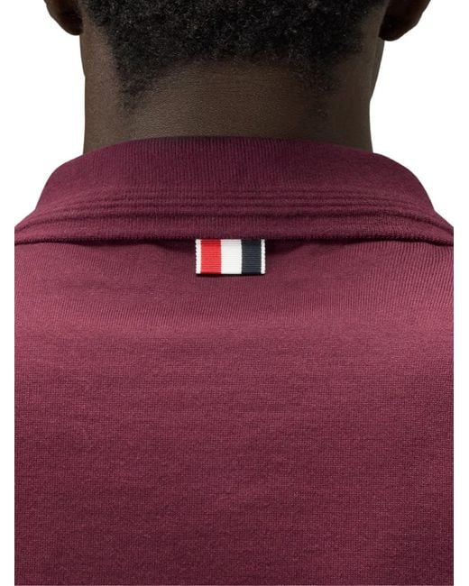 Thom Browne Red 4-Bar Jersey Polo Shirt for men
