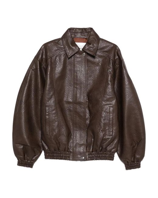 Frankie Shop Brown Prescott Grained Faux Leather Jacket