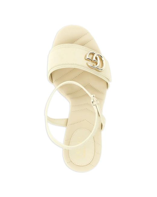 Gucci White Doppia G Platform Sandals
