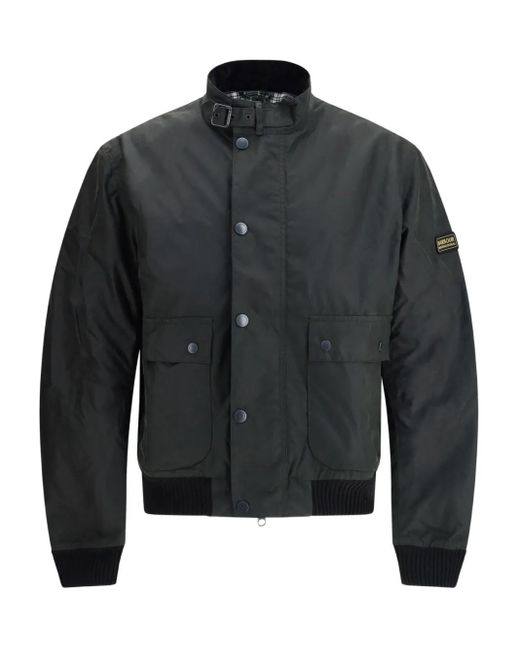 Barbour Black Traction Waxed Button-Fastening Flap-Pocket Jacket for men