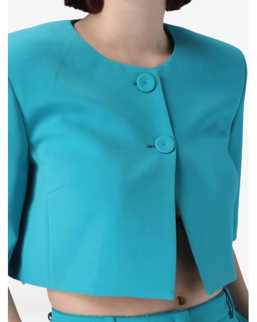 Pinko Blue Button Cropped Jacket