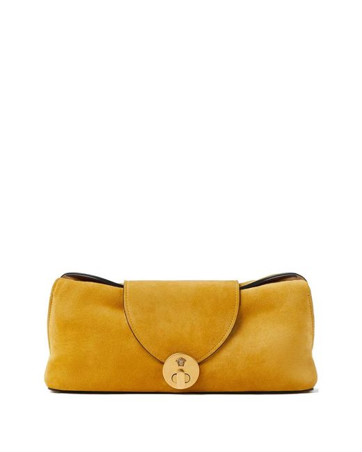 Versace Yellow Clutch Vivian Suede