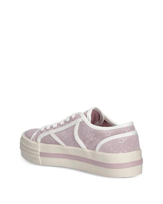 Guess Pink Monogram Logo-Detail Sneakers