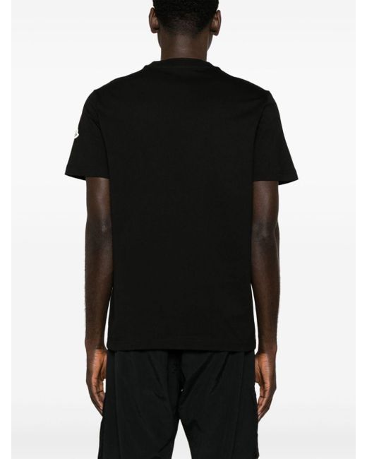 T-shirt nera con stampa logo di Moncler in Black da Uomo
