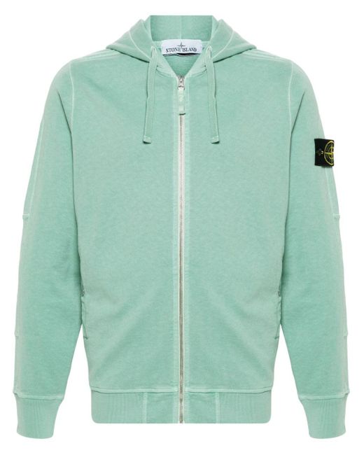 Compass-badge cotton hoodie Stone Island pour homme en coloris Green