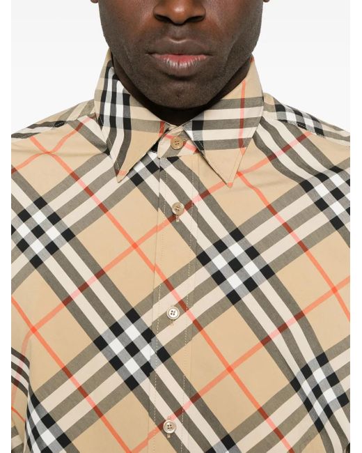 Burberry Overhemden Overhemd Met Spreidkraag in het Natural voor heren