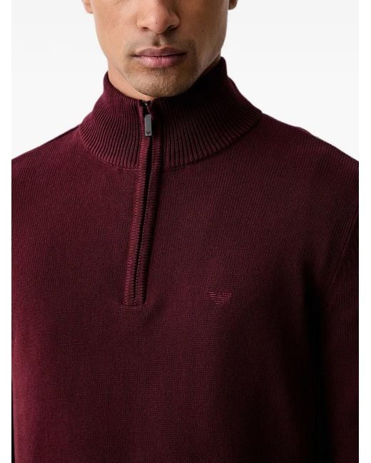 Emporio Armani Half-Zip Logo-Embroidered Sweater for men