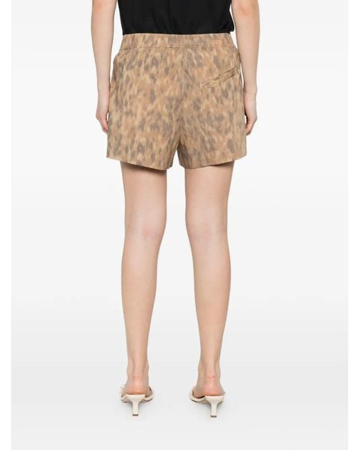 Ganni Natural Printed Cotton Shorts