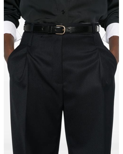 Tela White Pleated Wide-Leg Trousers