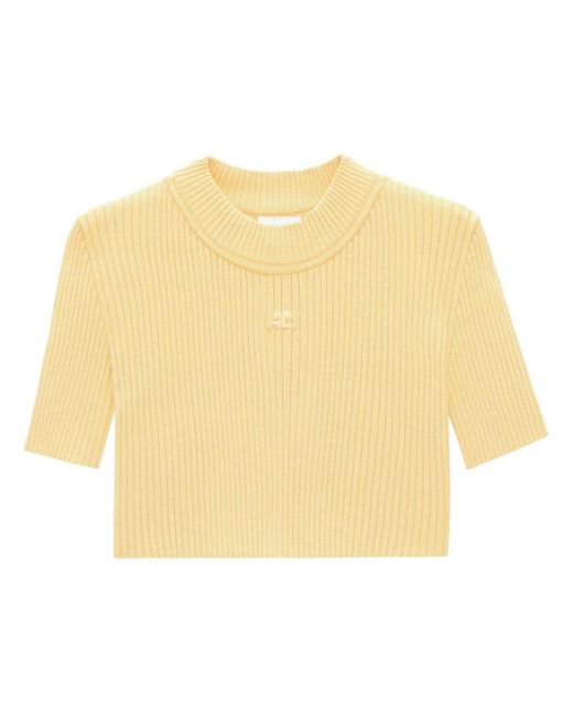 Top corto a coste di Courreges in Yellow