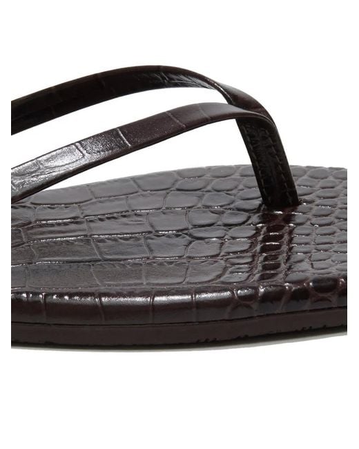 TKEES White Lily Square Croc Effect Flip-Flops