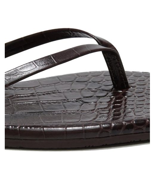 TKEES White Lily Square Croc Effect Flip-Flops