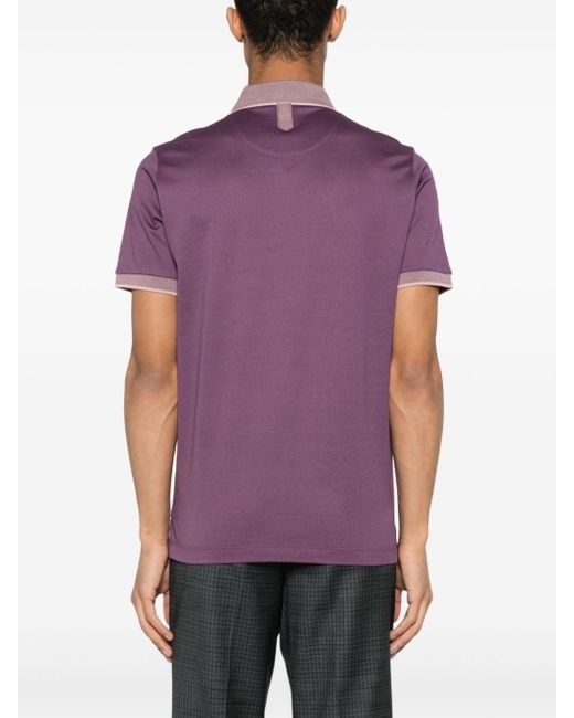Canali Contrasterend Piqué Poloshirt in het Purple voor heren