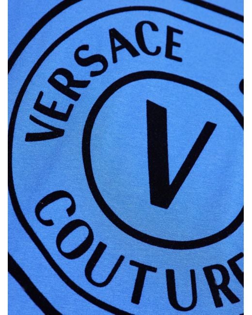 Versace Jeans Couture Blue Logo-Print T-Shirt for men