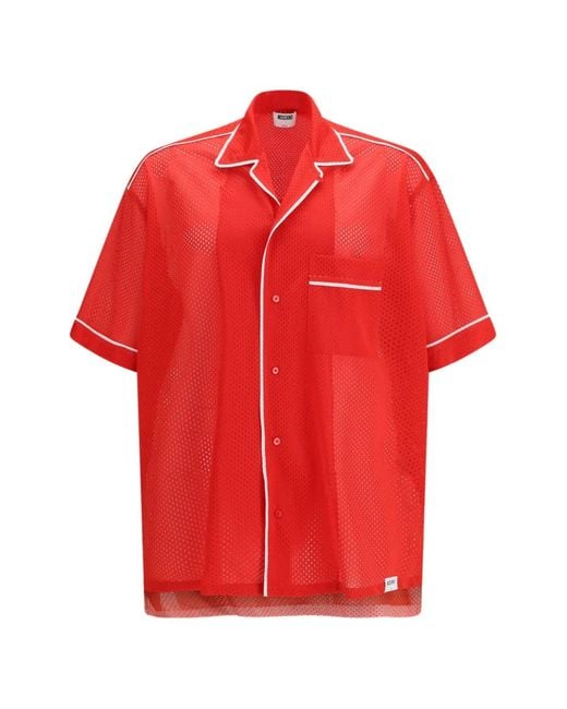Moschino Red Contrast-Piping Pocket Shirt for men