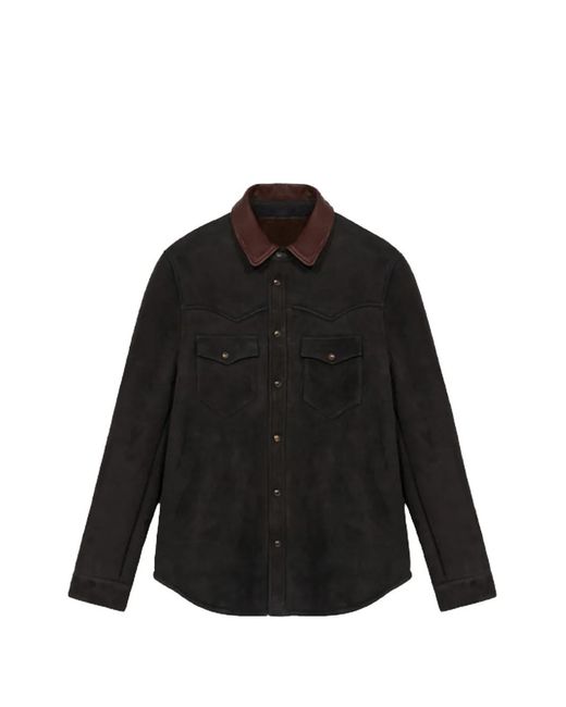 Fortela Black Leather Shirt for men