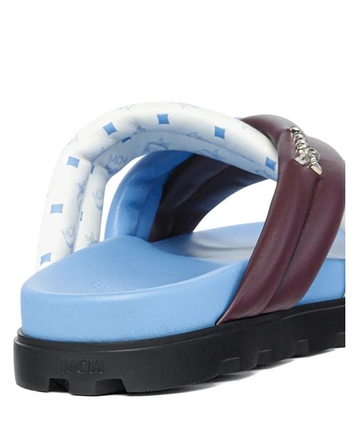 MCM Blue Criss-Cross Logo Sandals