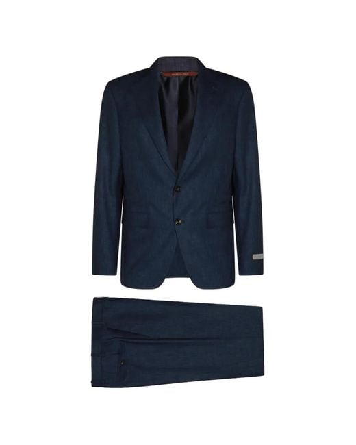 Canali Blue Single-Breasted Wool Suit for men