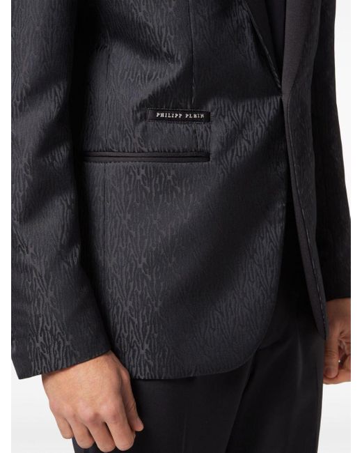 メンズ Philipp Plein パターンジャカード シングルジャケット Black
