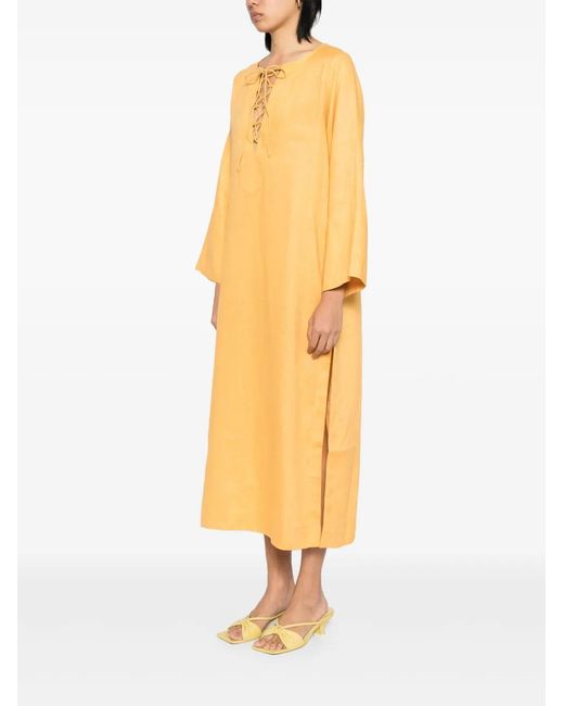 Bambah Yellow Linen Tied Dress