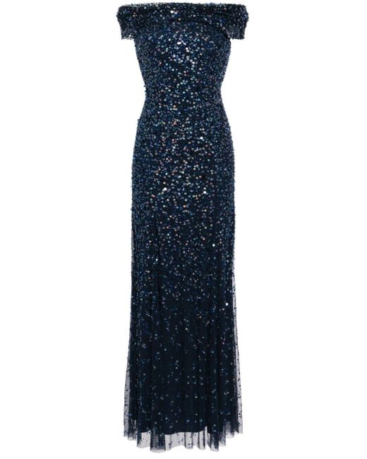Jenny Packham Blue Buttercup Sequinned Gown Dress