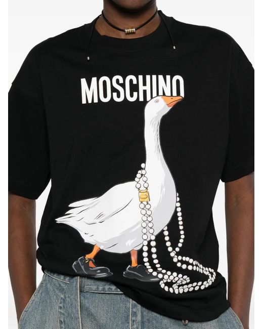 Moschino Black Graphic-Print T-Shirt
