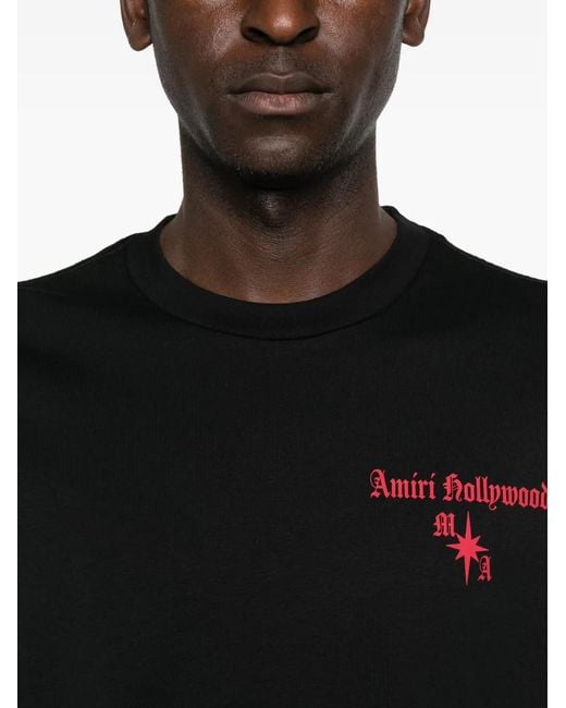 Amiri Black Hollywood Logo-Print T-Shirt for men