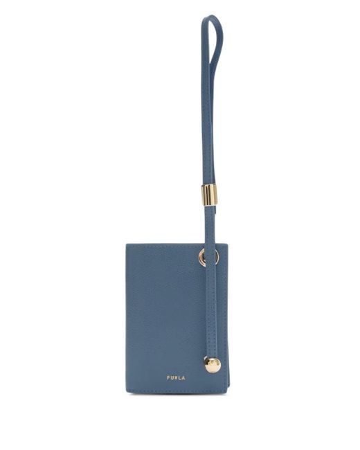 Furla Laura レザーストラップ カードケース Blue